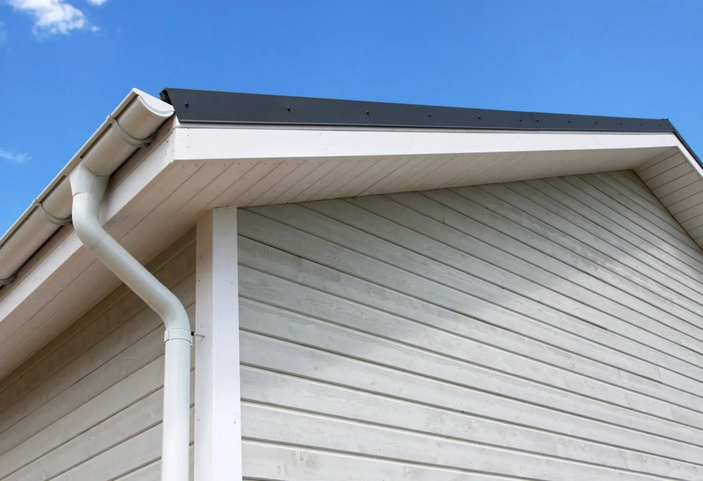 Crisp white fascia, soffit and trim painted by PG Painting